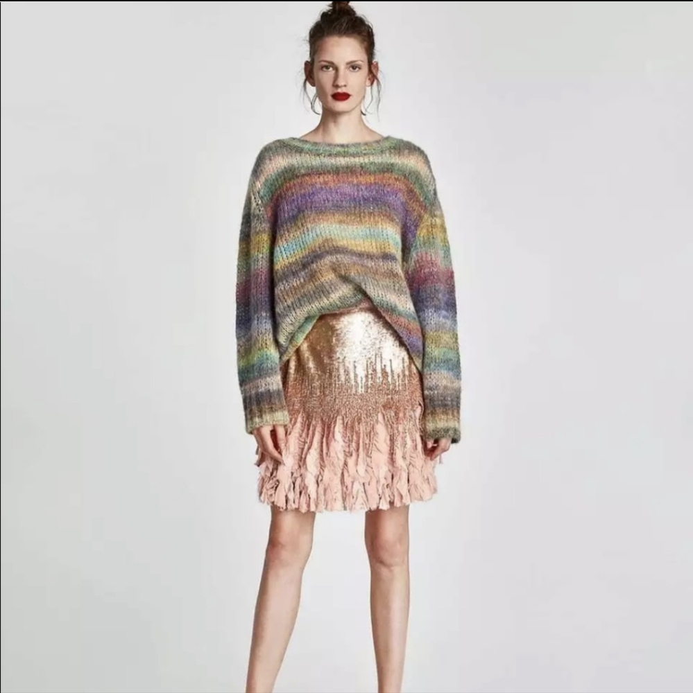 🏵️💚 Zara Contrasting Sequin Mini Skirt 